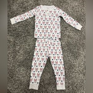 Roller Rabbit kid Pjs - White with Pink & Blue Bunnies worn few times size 2